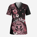 Aotearoa Kia Ora New Zealand Ta Moko Red Version Scrub Top - Aussie Hoodie