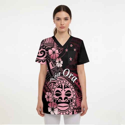 Aotearoa Kia Ora New Zealand Ta Moko Red Version Scrub Top - Aussie Hoodie