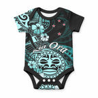 Aotearoa Kia Ora New Zealand Ta Moko Turquoise Version Baby Onesie