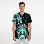 Aotearoa Kia Ora New Zealand Ta Moko Turquoise Version Scrub Top - Aussie Hoodie