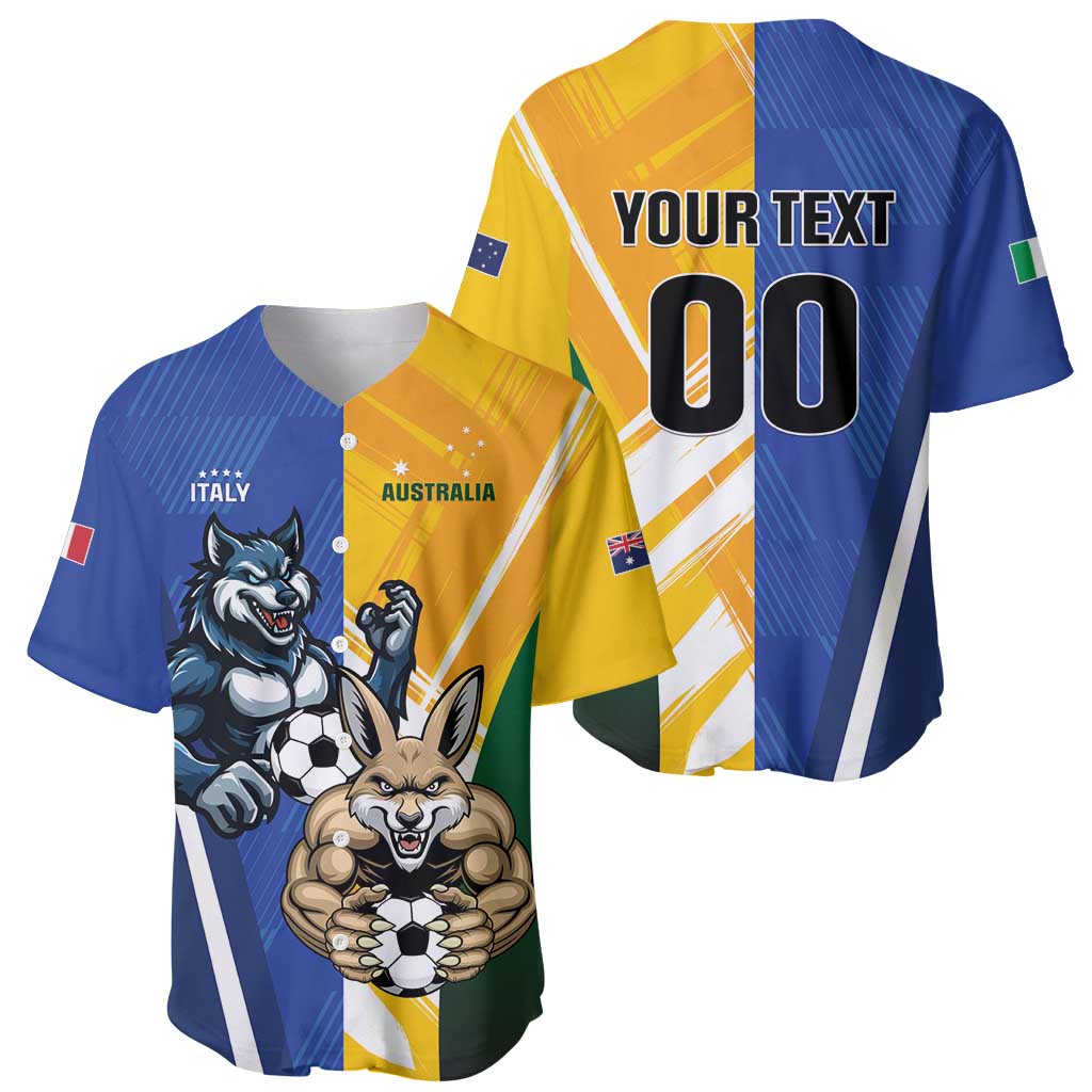 Custom Italy And Australia Soccer Baseball Jersey Gli Azzurri Vs Socceroos