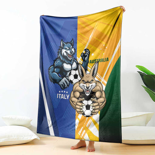 Italy And Australia Soccer Blanket Gli Azzurri Vs Socceroos