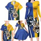 Custom Italy And Australia Soccer Family Matching Long Sleeve Bodycon Dress and Hawaiian Shirt Gli Azzurri Vs Socceroos
