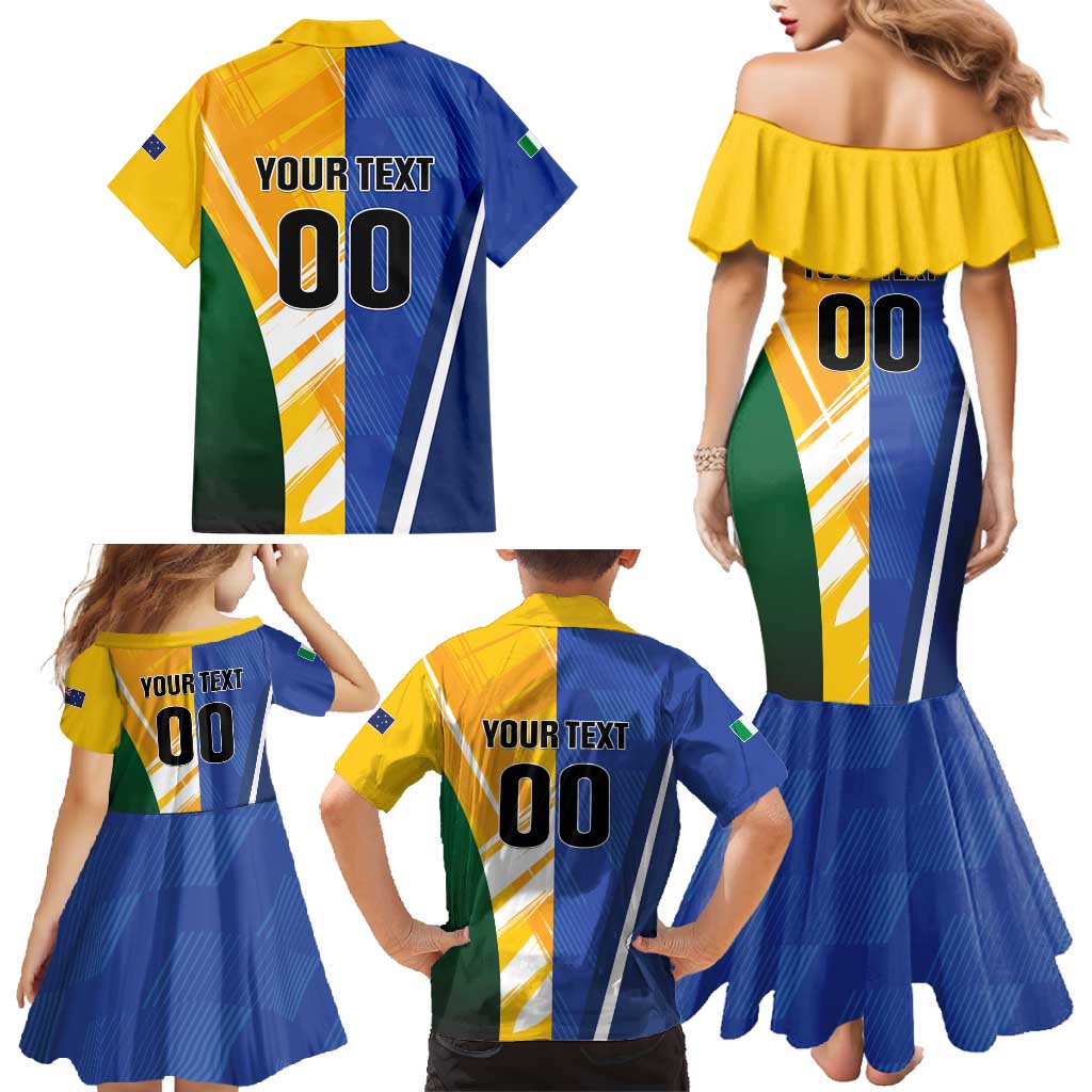 Custom Italy And Australia Soccer Family Matching Mermaid Dress and Hawaiian Shirt Gli Azzurri Vs Socceroos