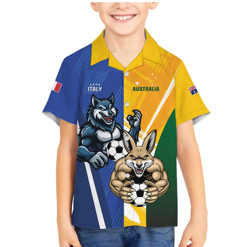 Custom Italy And Australia Soccer Family Matching Mermaid Dress and Hawaiian Shirt Gli Azzurri Vs Socceroos