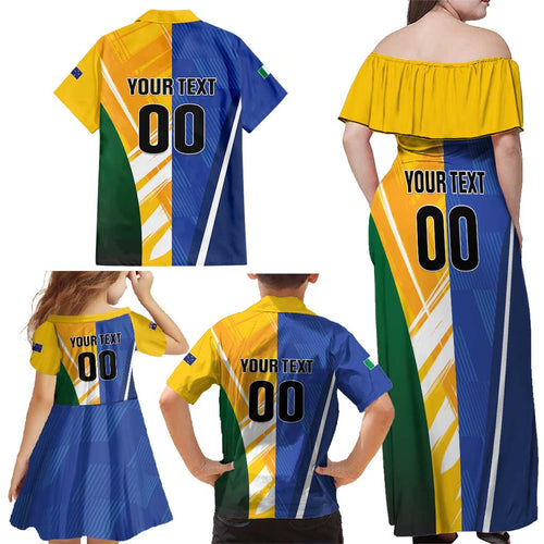 Custom Italy And Australia Soccer Family Matching Off Shoulder Maxi Dress and Hawaiian Shirt Gli Azzurri Vs Socceroos