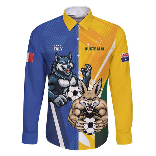 Custom Italy And Australia Soccer Family Matching Off Shoulder Maxi Dress and Hawaiian Shirt Gli Azzurri Vs Socceroos
