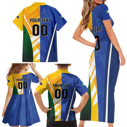 Custom Italy And Australia Soccer Family Matching Short Sleeve Bodycon Dress and Hawaiian Shirt Gli Azzurri Vs Socceroos