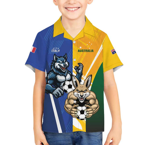 Custom Italy And Australia Soccer Family Matching Tank Maxi Dress and Hawaiian Shirt Gli Azzurri Vs Socceroos