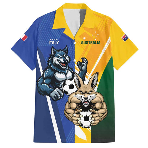 Custom Italy And Australia Soccer Hawaiian Shirt Gli Azzurri Vs Socceroos