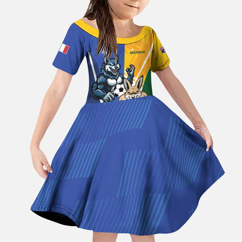 Custom Italy And Australia Soccer Kid Short Sleeve Dress Gli Azzurri Vs Socceroos