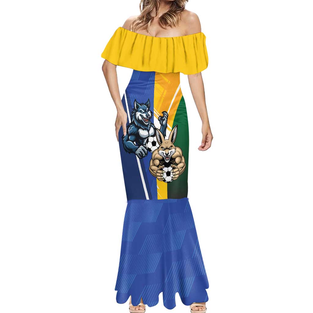 Custom Italy And Australia Soccer Mermaid Dress Gli Azzurri Vs Socceroos
