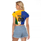Custom Italy And Australia Soccer Raglan Cropped T Shirt Gli Azzurri Vs Socceroos