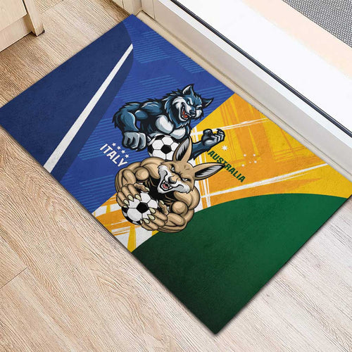 Italy And Australia Soccer Rubber Doormat Gli Azzurri Vs Socceroos