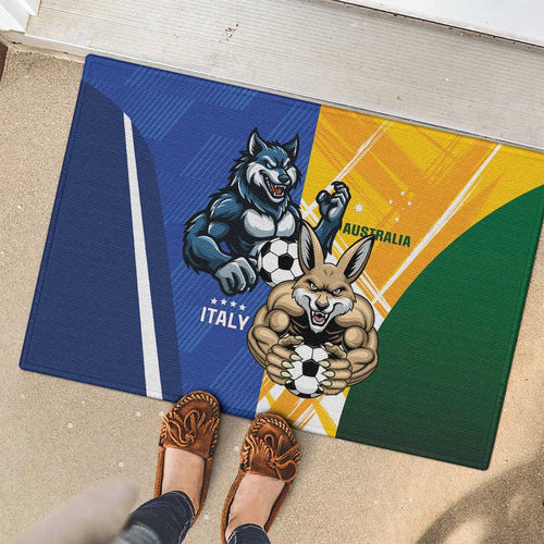 Italy And Australia Soccer Rubber Doormat Gli Azzurri Vs Socceroos