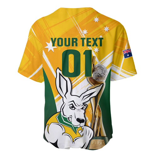 Custom Australia Soccer Baseball Jersey Matildas Kangaroo With World Cup Trophy 2023 Yellow Version
