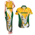 Custom Australia Soccer Couples Matching Tank Maxi Dress and Hawaiian Shirt Matildas Kangaroo With World Cup Trophy 2023 Yellow Version