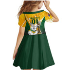 Custom Australia Soccer Family Matching Mermaid Dress and Hawaiian Shirt Matildas Kangaroo With World Cup Trophy 2023 Yellow Version