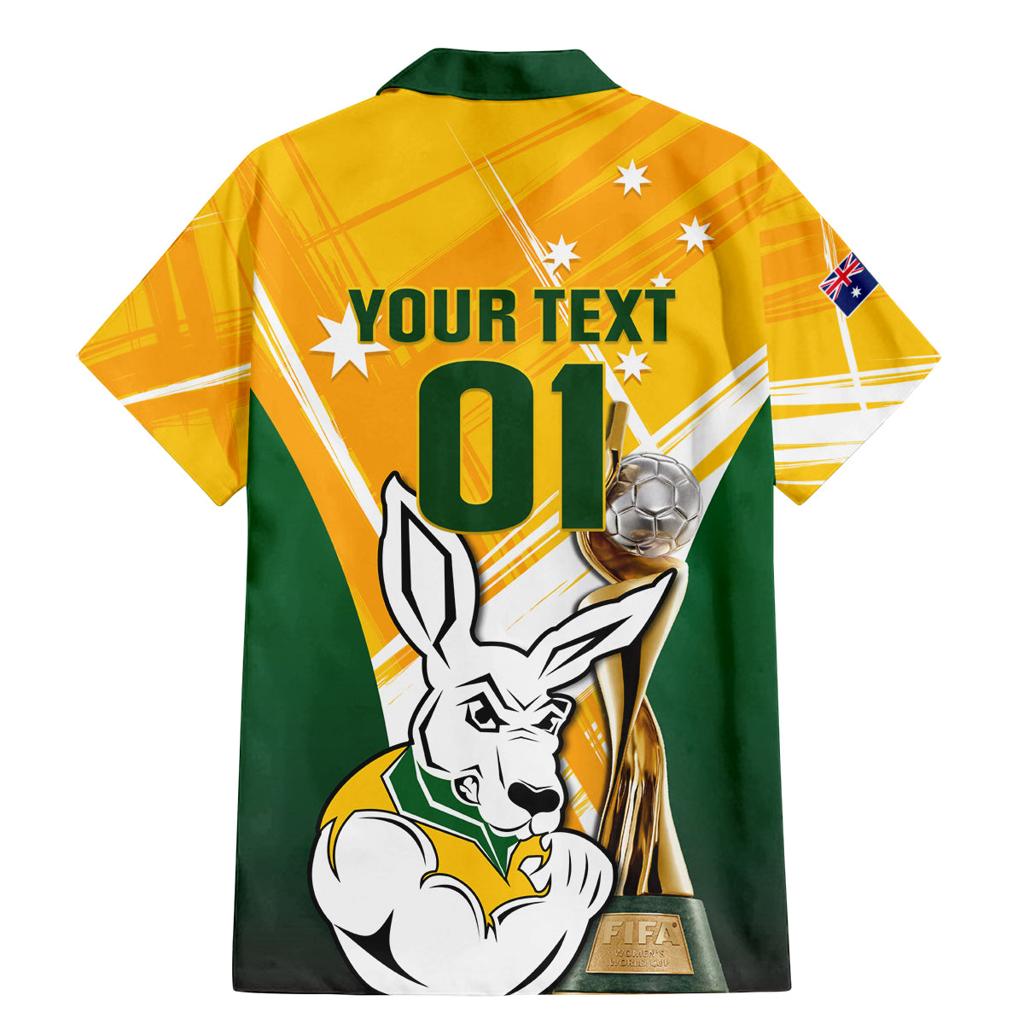 Custom Australia Soccer Family Matching Mermaid Dress and Hawaiian Shirt Matildas Kangaroo With World Cup Trophy 2023 Yellow Version