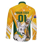 Custom Australia Soccer Family Matching Off Shoulder Maxi Dress and Hawaiian Shirt Matildas Kangaroo With World Cup Trophy 2023 Yellow Version