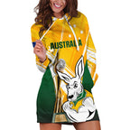 Custom Australia Soccer Hoodie Dress Matildas Kangaroo With World Cup Trophy 2023 Yellow Version