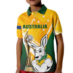 Custom Australia Soccer Kid Polo Shirt Matildas Kangaroo With World Cup Trophy 2023 Yellow Version