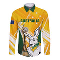 Custom Australia Soccer Long Sleeve Button Shirt Matildas Kangaroo With World Cup Trophy 2023 Yellow Version