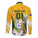 Custom Australia Soccer Long Sleeve Button Shirt Matildas Kangaroo With World Cup Trophy 2023 Yellow Version