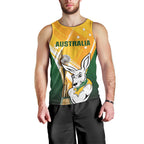 Custom Australia Soccer Men Tank Top Matildas Kangaroo With World Cup Trophy 2023 Yellow Version