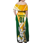 Custom Australia Soccer Off Shoulder Maxi Dress Matildas Kangaroo With World Cup Trophy 2023 Yellow Version
