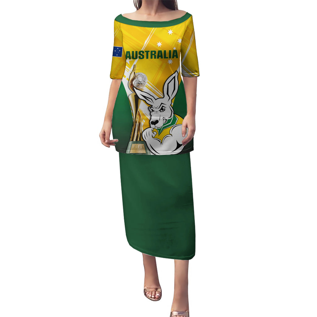 Custom Australia Soccer Puletasi Matildas Kangaroo With World Cup Trophy 2023 Yellow Version