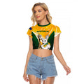 Custom Australia Soccer Raglan Cropped T Shirt Matildas Kangaroo With World Cup Trophy 2023 Yellow Version