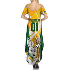 Custom Australia Soccer Summer Maxi Dress Matildas Kangaroo With World Cup Trophy 2023 Yellow Version