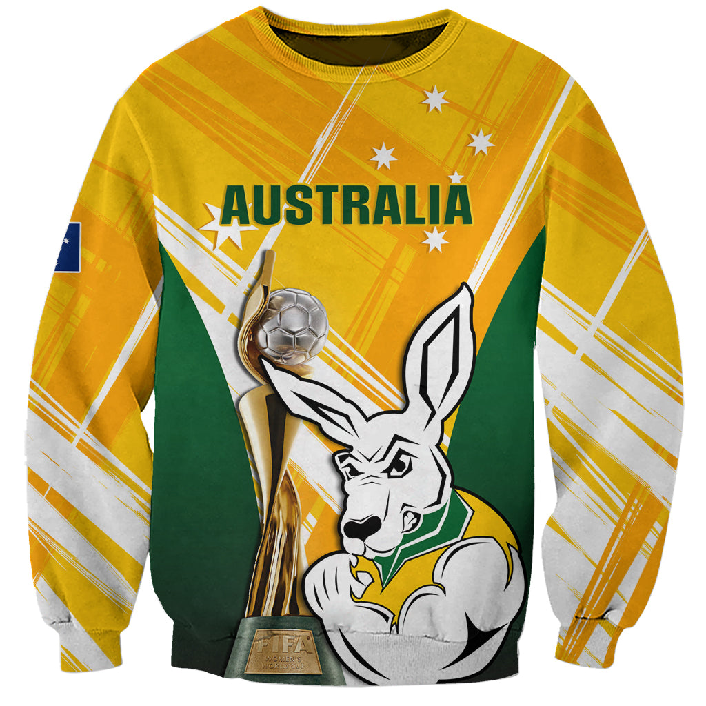 Custom Australia Soccer Sweatshirt Matildas Kangaroo With World Cup Trophy 2023 Yellow Version