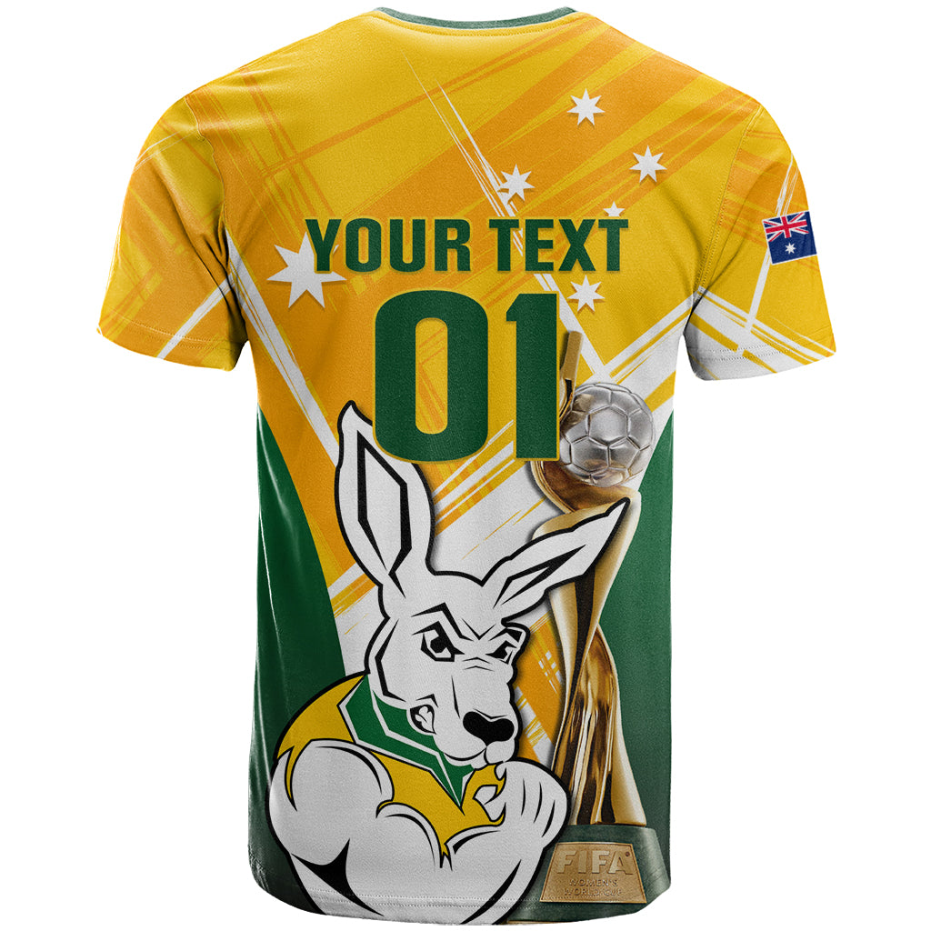 Custom Australia Soccer T Shirt Matildas Kangaroo With World Cup Trophy 2023 Yellow Version