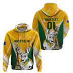 Custom Australia Soccer Zip Hoodie Matildas Kangaroo With World Cup Trophy 2023 Yellow Version