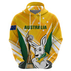 Custom Australia Soccer Zip Hoodie Matildas Kangaroo With World Cup Trophy 2023 Yellow Version