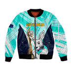 Custom Australia Soccer Bomber Jacket Matildas Kangaroo With World Cup Trophy 2023 Turquoise Version