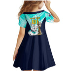 Custom Australia Soccer Family Matching Mermaid Dress and Hawaiian Shirt Matildas Kangaroo With World Cup Trophy 2023 Turquoise Version