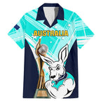 Custom Australia Soccer Family Matching Mermaid Dress and Hawaiian Shirt Matildas Kangaroo With World Cup Trophy 2023 Turquoise Version