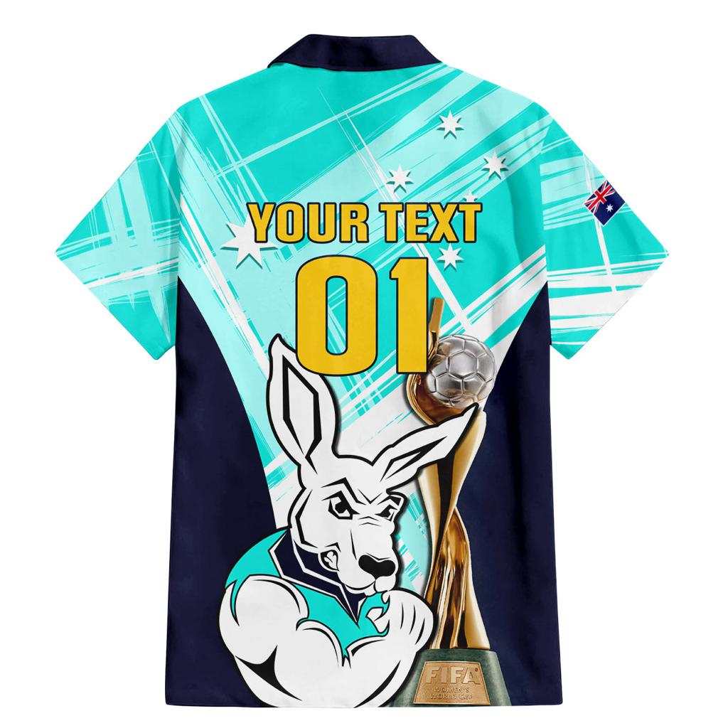 Custom Australia Soccer Family Matching Mermaid Dress and Hawaiian Shirt Matildas Kangaroo With World Cup Trophy 2023 Turquoise Version