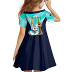 Custom Australia Soccer Family Matching Off Shoulder Maxi Dress and Hawaiian Shirt Matildas Kangaroo With World Cup Trophy 2023 Turquoise Version