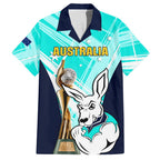 Custom Australia Soccer Family Matching Summer Maxi Dress and Hawaiian Shirt Matildas Kangaroo With World Cup Trophy 2023 Turquoise Version