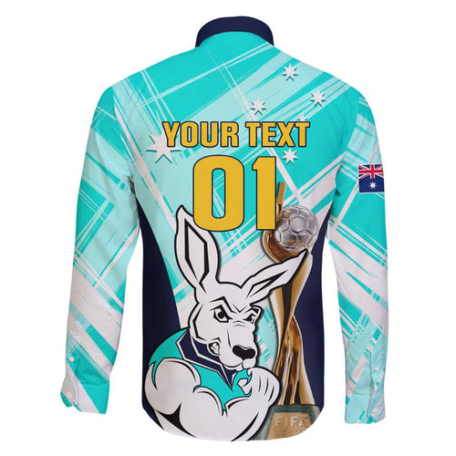 Custom Australia Soccer Family Matching Summer Maxi Dress and Hawaiian Shirt Matildas Kangaroo With World Cup Trophy 2023 Turquoise Version