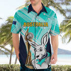 Custom Australia Soccer Hawaiian Shirt Matildas Kangaroo With World Cup Trophy 2023 Turquoise Version