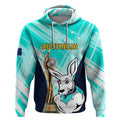 Custom Australia Soccer Hoodie Matildas Kangaroo With World Cup Trophy 2023 Turquoise Version
