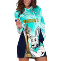 Custom Australia Soccer Hoodie Dress Matildas Kangaroo With World Cup Trophy 2023 Turquoise Version