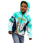 Custom Australia Soccer Kid Hoodie Matildas Kangaroo With World Cup Trophy 2023 Turquoise Version