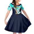 Custom Australia Soccer Kid Short Sleeve Dress Matildas Kangaroo With World Cup Trophy 2023 Turquoise Version