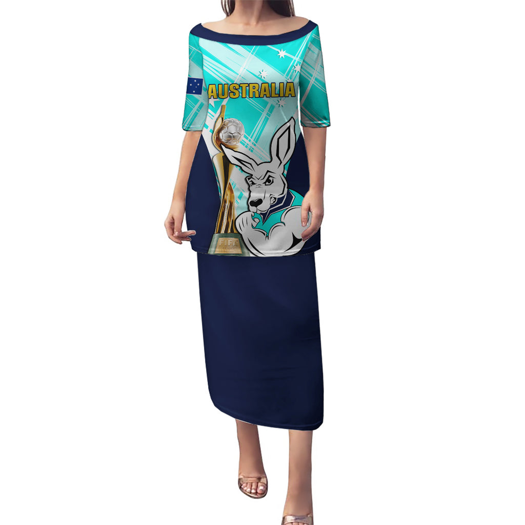 Custom Australia Soccer Puletasi Matildas Kangaroo With World Cup Trophy 2023 Turquoise Version